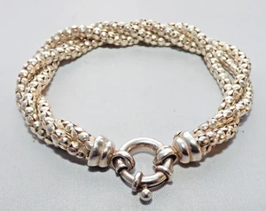 PULSERA DE PALOMITAS DE MAÍZ DE PLATA ITALIANA DE COLECCIÓN BROCHE DE GRAN TAMAÑO 925 - Imagen 1 de 5