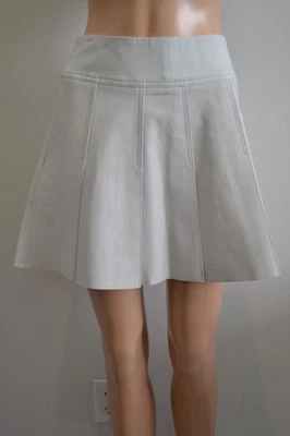 全新带标签 Vince 浅灰色 Chevre 皮革/棉褶饰迷你裙 尺寸 0 $595 — 第 1/4 张图片