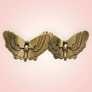Vintage Laurel Burch Modernist Gold Tone Butterfly Earrings - Picture 1 of 2