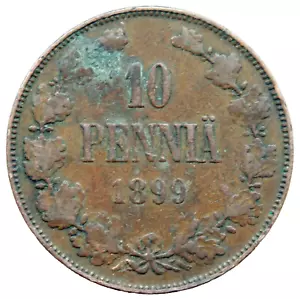 Kupfermünze Russland Finnland 1899 10 Pennia - Bild 1 von 2