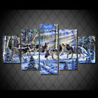 Wolf Team In Winter Forest 5 Pcs Canvas Wall Art Paint Poster Home Decor-