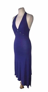 Mugler Dress Large Viscose Purple Asymmetric Halter Neck Stretch Evening Formal - Picture 1 of 7