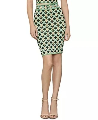 BCBGMAXAZRIA Alex Geo-Print Knit Pencil Skirt Size M - Image 1 of 4