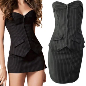 US Women's Corset Top with Skirt Set Bustier Overbust Lace Up Bodyshaper M-3XL - Picture 1 of 8
