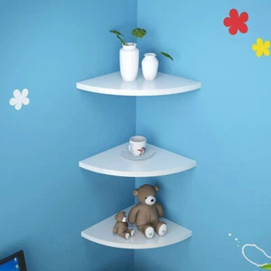 3 PCS/Set Bookcase Shelves Floating Wall Mount Corner Shelf Composite Board - Picture 1 of 12
