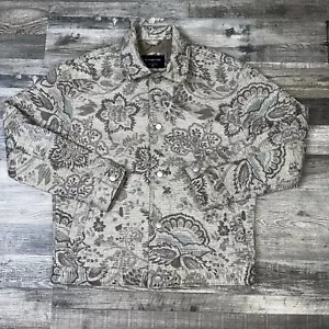 Abercrombie & Fitch Embroidered Trucker Jacket Floral Print Men’s Medium - Picture 1 of 6