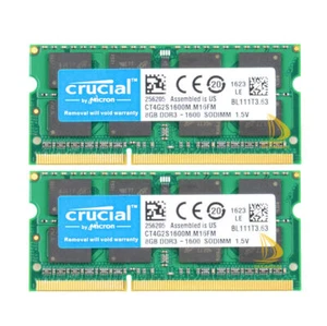 16GB Crucial 2X 8GB PC3-12800 DDR3 1600 Speicher SODIMM RAM Laptop F Mac mini,2012 - Bild 1 von 9