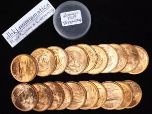 Tube of 20 Brilliant Uncirculated 1969 Mexico 20 Centavos - KM440 - Picture 1 of 3