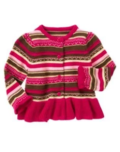 Gymboree PARISIAN CHIC gestreifter Rüschen Cardigan Pullover Gr. 3-6 Monate Neu mit Etikett - Bild 1 von 1