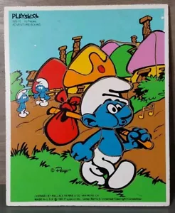 Vintage Playskool Wooden Puzzle Smurfs Adventure Bound 1982 13pcs 325-10 - Picture 1 of 1
