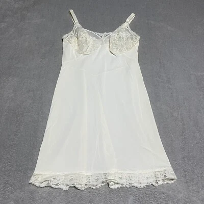 Vintage 60s Gossard Artemis Slip Dress Womens 30 Short Ivory Lace Trim - Image 1 of 4