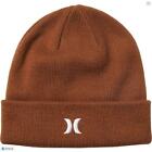 Hurley Icon Cuffed Knit Beanie Hat Cap Brown One Size