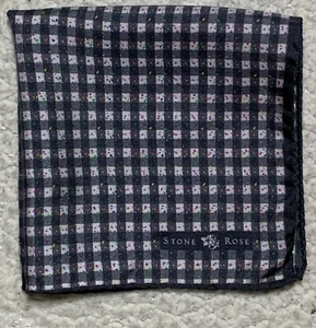Stone Rose Mens Silk Pocket Square Handkerchief Grey Check Multicolor Splatter - Picture 1 of 12