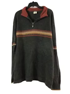 Columbia XCO Mens Size XXL Gray Wool Blend Knit Ski Sweater 1/4 Zip Striped - Picture 1 of 11