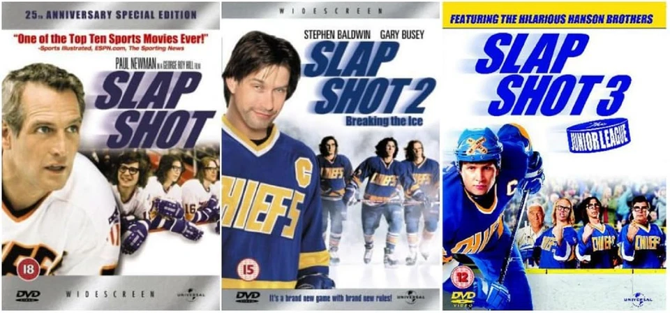 SLAP SHOT COMPLETE SERIES 1-3 MOVIE COLLECTION DVD 1 2 3 Brand New Sealed UK R2 - Image 1 of 1