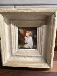 ANTIKES MINIATUR AQUARELL, Nach Sir Joshua Reynolds, Das Säugling Samuel - Bild 1 von 7