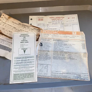 77 Pontiac Grand Prix Window Sticker,warranty,manifest,sales Receipt All Match # - Bild 1 von 5