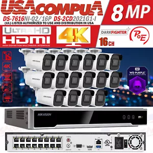 Hikvision 16CH Security CCTV System 16POE NVR 2MP Network IR IP Bullet 2.8MM Lot - Picture 1 of 22