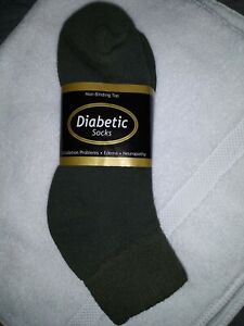  *** 3 pr. Men's Green 1/4 crew Diabetic socks, size 10-13 ***