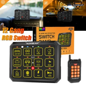 AUXBEAM 12 Gang Switch Panel bluetooth RGB AC-1200 APP Remote Control For Ford - Picture 1 of 12