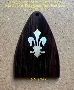 Gold Mother of Pearl Fleur De Lis Inlaid Rosewood Truss Rod Cover for PRS Guitar - Picture 1 of 5