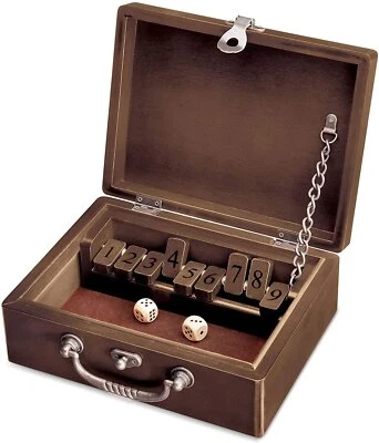 WE Games Board Game with Dice, 9 Numbers, in Walnut Stain Wooden Box, 8.75 in - Image 1 of 4