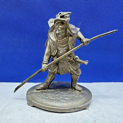 Samurai & Naginata Figurine Ornament 4” 10cm Statue Vintage Cast Alloy Metal - Image 1 of 4