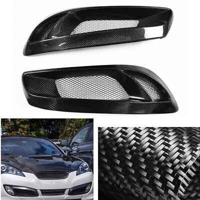 2pcs Carbon Fiber Front Fog Light Cover Trim For Hyundai Genesis Coupe 2008-2012 - Image 1 of 4