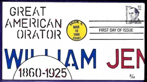 2195 $2 Stamp (1986) THE WILLIAM JENNINGS BRYAN FDC HD/HP FROM ROB PRISTAS !! - Picture 1 of 2