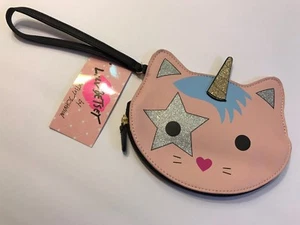 LUV BY BETSEY JOHNSON CAT UNICORN COIN CARD HOLDER WRISTLET POUCH BAG CLUTCH - Picture 1 of 3