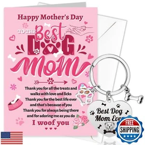 HOWAF Mother’s Day Card From The Dog, Mothers Gift Cards with Keychain Engrav - Picture 1 of 5