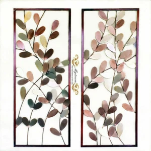 Pair Leaves Metal Wall hanging Sculpture Classic Home Decor Hand made Wall art - Picture 1 of 3