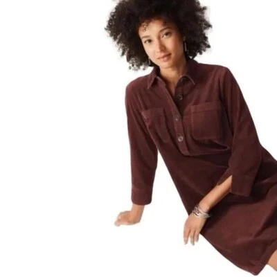 J. Jill NWT New Corduroy Dress In Clove Sz LP - Image 1 of 4
