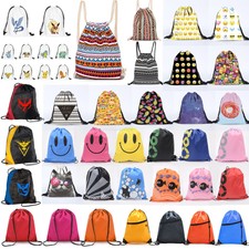 Drawstring Gym Bag School Library Swimming Travel Adults Kids PE Sports Backpack