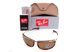 Ray-Ban OLYMPIAN RB3119 001 62mm Men Metal Wrap Sunglasses ARISTA GOLD GREEN G15 - Picture 1 of 13
