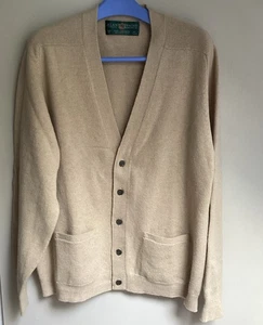 Vintage Alan Paine Lambswool Sweater Mens 44” Cardigan England Caramel - Picture 1 of 7