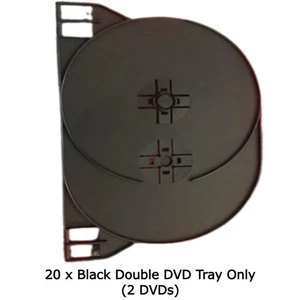 20 x Black Double DVD Trays ONLY Hold 2 DVD Discs Inner Tray Without outer Case - Afbeelding 1 van 12