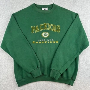 Vintage 1996 Packers Sweatshirt Pullover Crew Green Medium Made In USA Green Bay - Picture 1 of 9