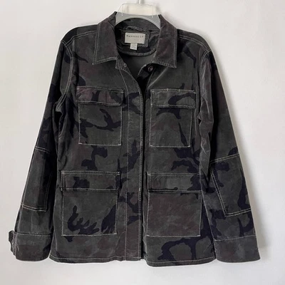 Camisa Marrakech Jaqueta Utilitária Camuflagem Veludo Preto Marrom Tamanho M Feminina - Imagem 1 de 4