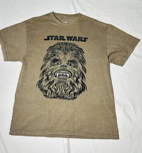 Star Wars T-Shirt Chewbacca Chewy FELT Raised Large Face Movie Braun Tee Größe L - Bild 1 von 8