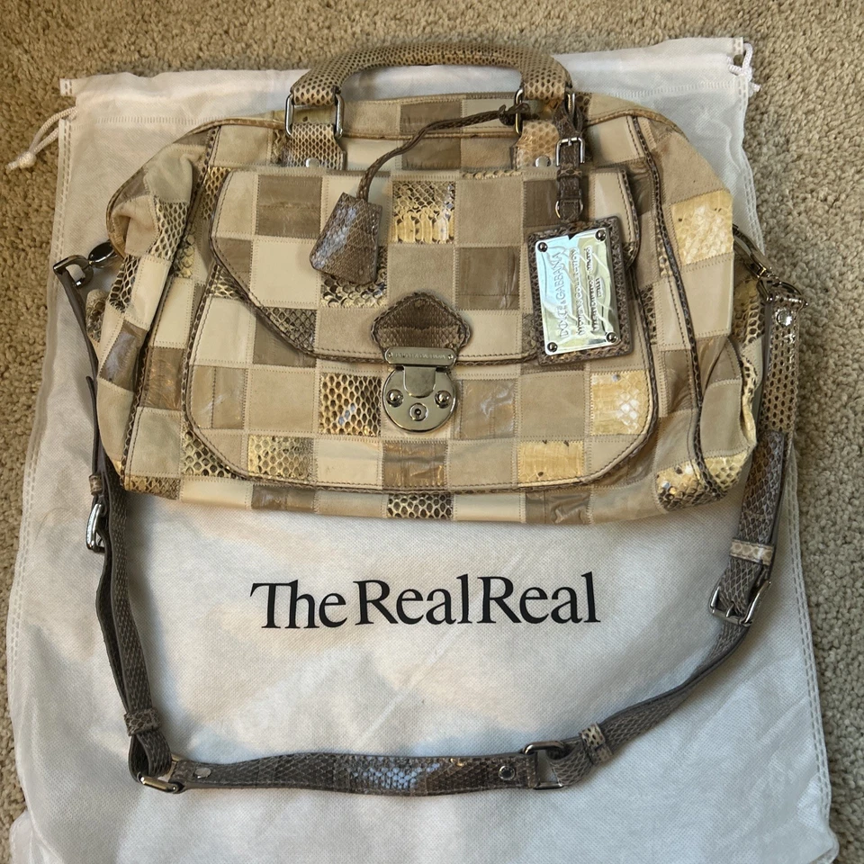 Bolso de Mano Dolce Gabbana Miss Catch Piel de Serpiente a Cuadros Foto 1 de 4