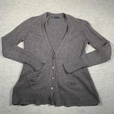 Suéter Zara Mujer Grande Gris Botón Cárdigan Bolsillos Tejido Ligero Clásico Foto 1 de 4