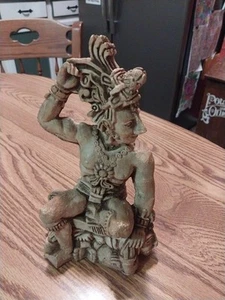Vintage Aztec Shaman Chief Cast Resin Figurine Sculpture 9 Inches Tall Mexico - Picture 1 of 24