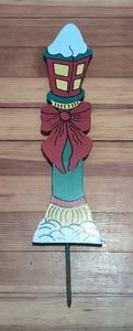 Vintage Wooden Christmas Yard Stake Decoration Lamp Post Holiday Decor 90's - Picture 1 of 4