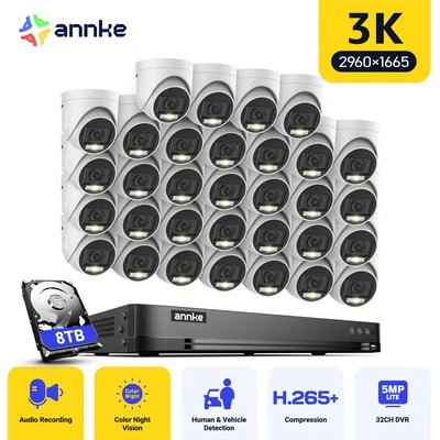 ANNKE 32CH DVR HD 5MP Audio Recording CCTV Security Camera System AI Color Night - Image 1 of 4