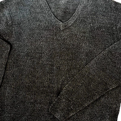 Suéter de Colección Años 90 Geoffrey Beene Cuello en V Para Hombre S/M Marrón Jaspeado Tejido Algodón Foto 1 de 4