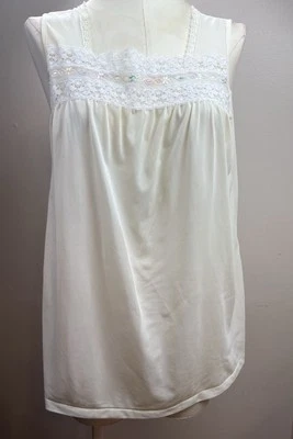Camisón vintage con ribete de encaje lencería sin mangas ropa para dormir grande Montgomery Ward Foto 1 de 4