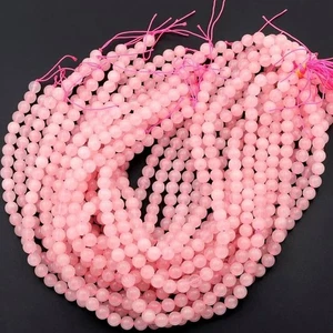 Cuentas redondas de piedra de cuarzo rosa bebé rosa - Imagen 1 de 8
