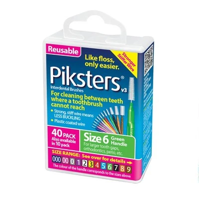 Piksters Interdental Brushes (40 Pack, Size 6 (Green)) - Image 1 of 4