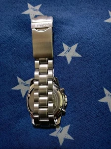 Seiko Chronograph Watch Stainless Steel Black Dial No Customs Fees US - Picture 1 of 3